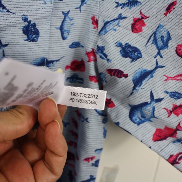 TOMMY BAHAMA Men's Size Novelty Fish Print Cotton Hawaiian Shirt Summer - Picture 6 of 8